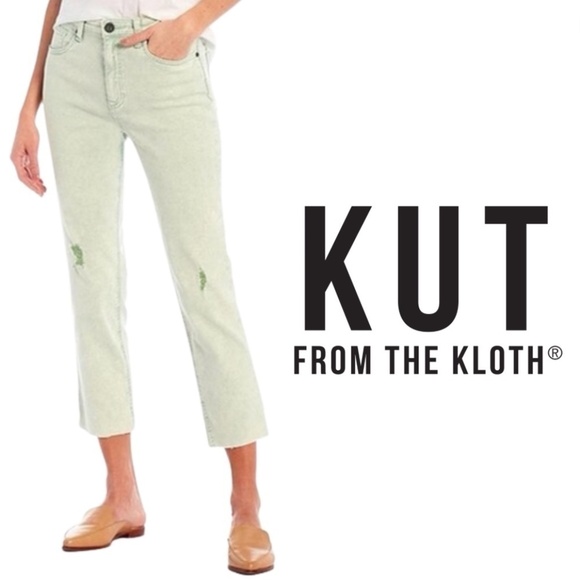 Kut From The Kloth Pastel Green Acid Wash Rachel Mom Jeans - NWT - Size 4 - Picture 1 of 15